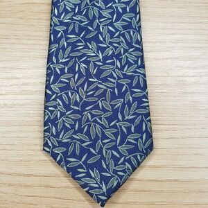 BAR III Mens Neck Tie Blue Green Floral Vine Slim Woven Silk Blend Pointed